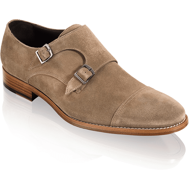 Footwear photography example featuring a tan suede leather shoe