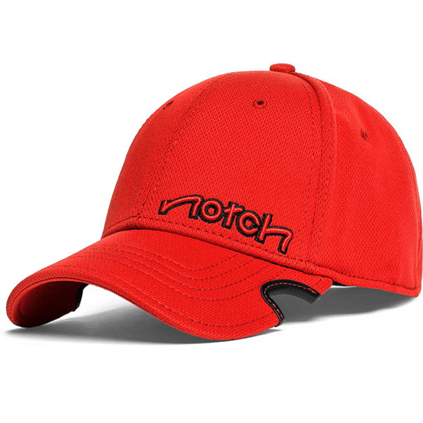 Headwear product photography example featuring a red baseball cap