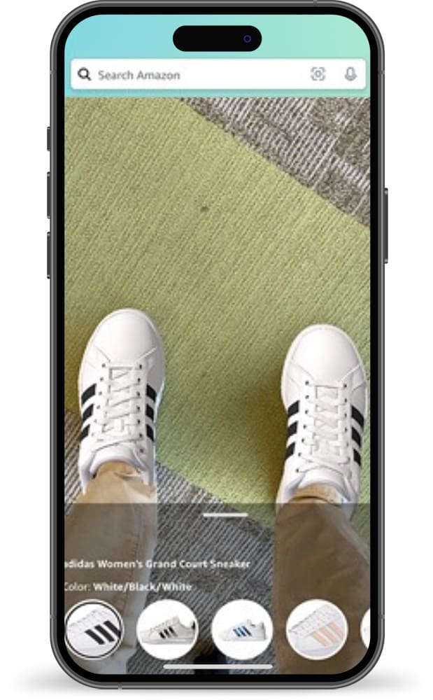 Screenshot of a product being tried-on virtually on Amazon